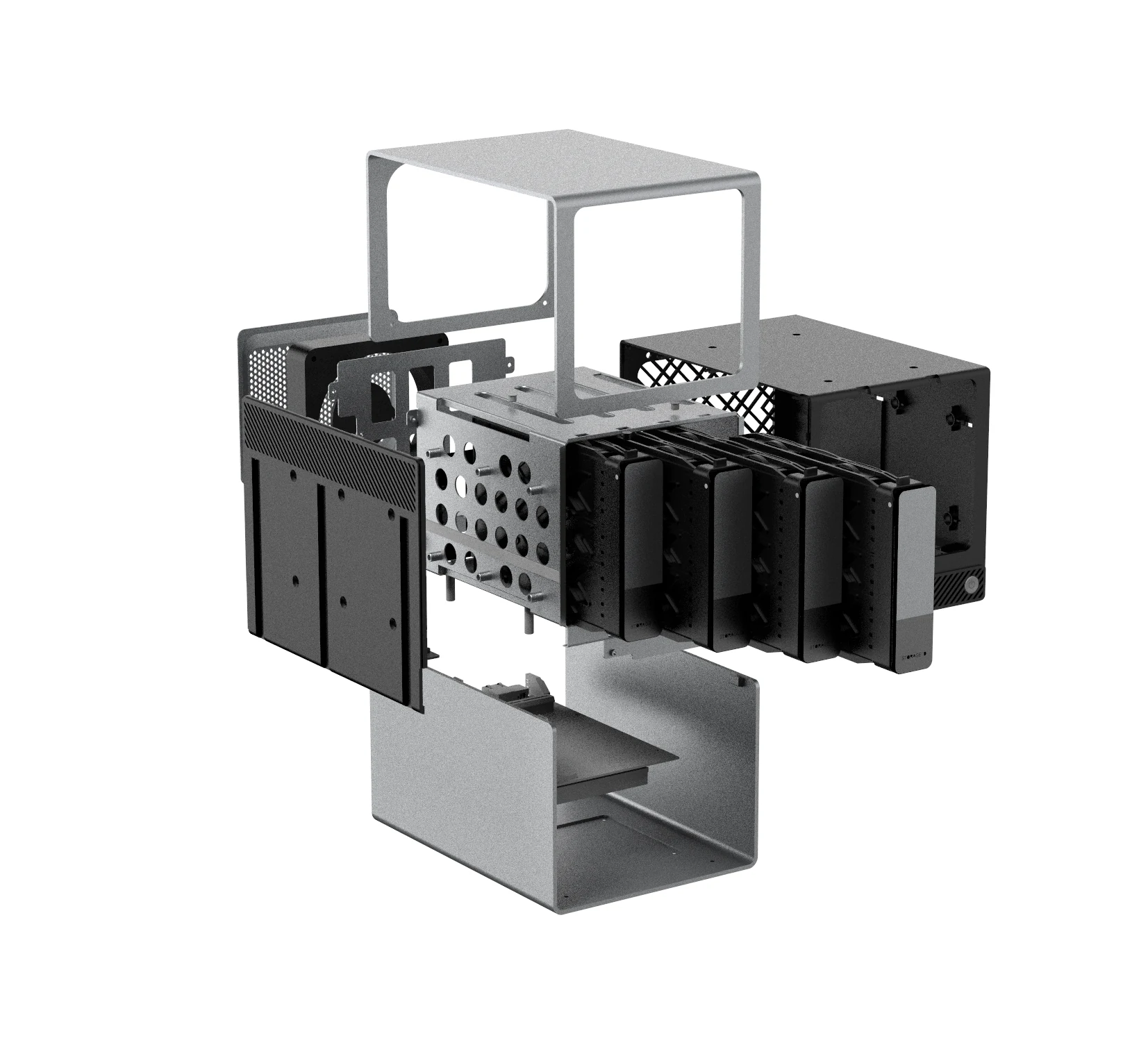 Exploded view of the LaticX Agentic AI NAS hardware structure